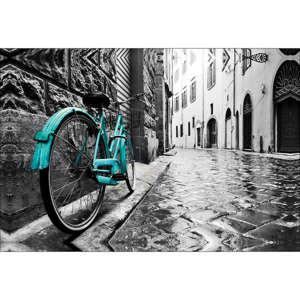 Retro Bike on Cobbles Blue
