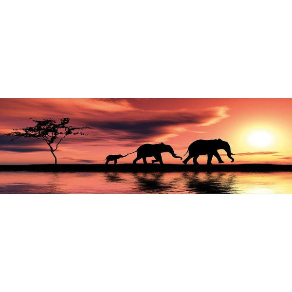 Family of Elephants at Sunset| Wall Art