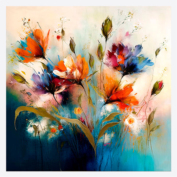 Red and Blue Blooms